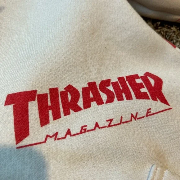 White Thrasher Hoodie With Red Text - Picture 3 of 5